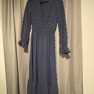 Chic Long Sleeve Blue Dress